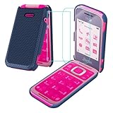 Aulzaju for HMD Barbie Case with [2*Screen Protector],HMD Barbie Phone Case Slim Fit Hard Shell Design [Front Back Full Body Protection] Frosted PC Shockproof Cover for HMD Barbie Blue