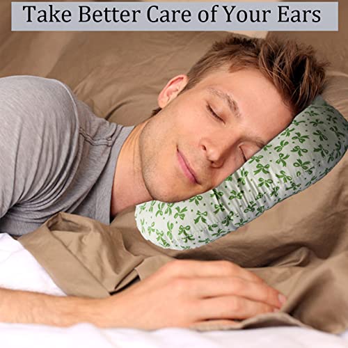 Image of Ear Piercing Pillow for Side Sleepers, Pillow with an Ear Hole for CNH and Ear Pain Ear Inflammation Pressure Sores, O-Shaped Side Sleeping Pillow, Ear Guard Pillow(Green Flower)