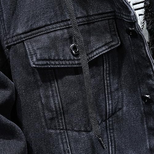 JEKE-DG Men Hoodie Jean Jacket Casual Slim Fit Denim Jacket Casual Long Sleeve Distressed Trucker Outwear with Hood2