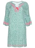Zwillingsherz Freizeitkleid im Paisleymuster – Hochwertiges Sommerkleid für Damen Frauen Mädchen – Kordel mit Tasseln - Abendkleid Cocktailkleid Strandkleid - Locker luftig für Frühling Sommer Herbst