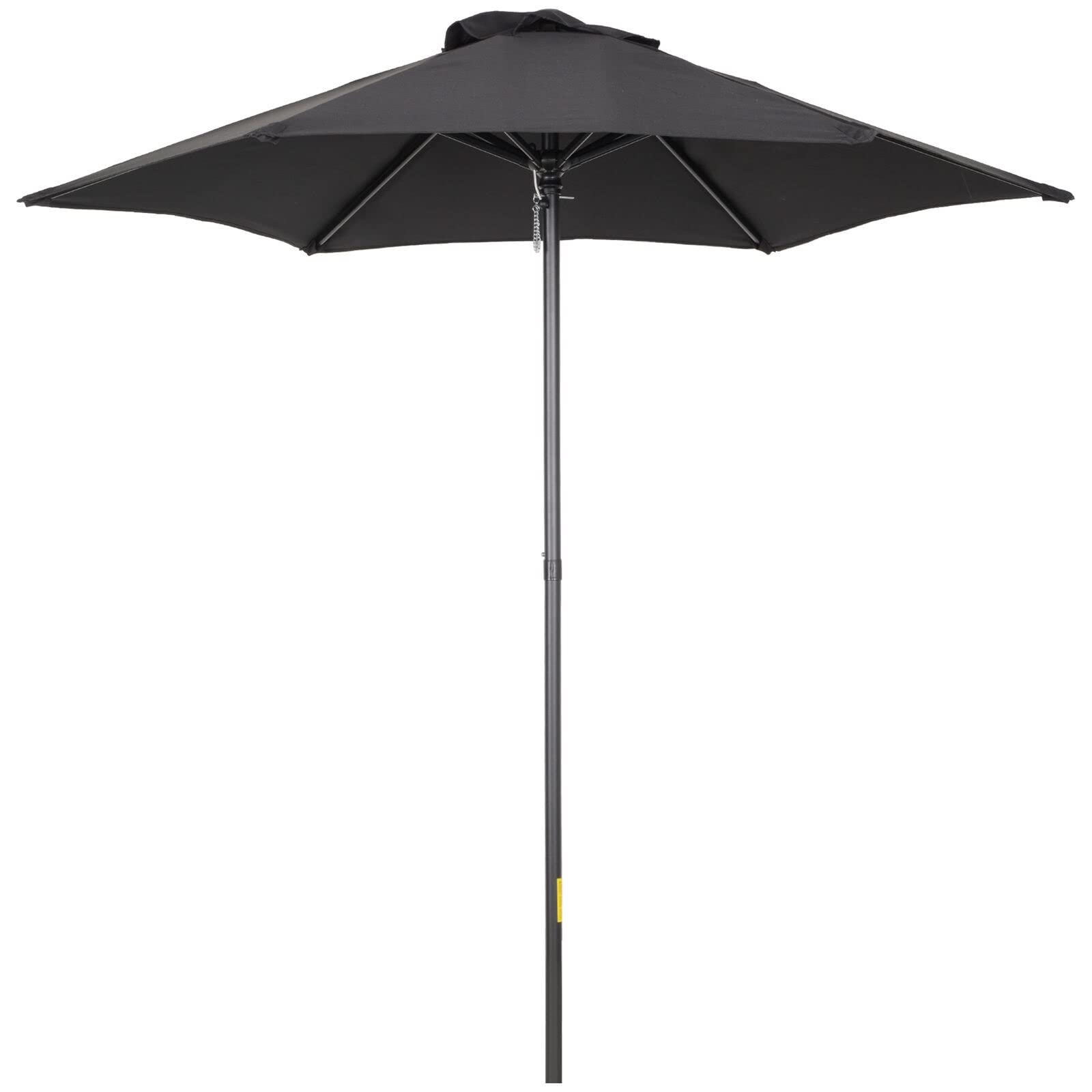 WDSOPK Parasol Outdoor Sun Shade with 6 Ribs Black Patio Umbrella