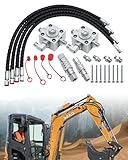 2 Three Way Diverter Valves Excavator for 1-2 Ton Chinese Mini Excavator with Quick Connects 31inch Flexible Hoses, Hydraulic Diverter Valves