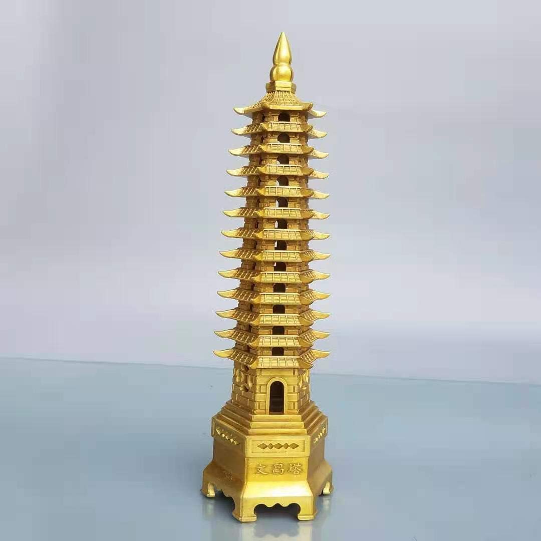 shaobeiq Brass Pagoda Wenchang Tower Home Wine Cabinet Decoration Crafts Pure Copper Home Decoration