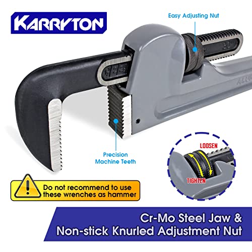 Image of 36 Inch Aluminum Pipe Wrench, 6-1 /4 inch /158mm Adjustable Cr-Mo Jaw Opening Heavy Duty Aluminum Straight Handle Plumbing Wrenches, Perfect Plumbers Tool Exceed GGG Standard (36-INCH)