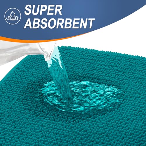 Image of OLANLY Thick Memory Foam Small Bathroom Rugs 24x16, Extra Soft Absorbent Bath Rug, Quick Dry Bath Mat, Non-Slip, Machine Washable Carpet for Bathroom, Tub and Shower, Home Decor Accessories, Deep Lake