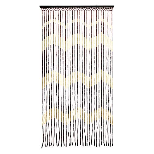 JVL 11-087C Provence Hanging Wooden Beaded Door Waves Curtain Screen, Multi-Colour, 90 x 180 cm