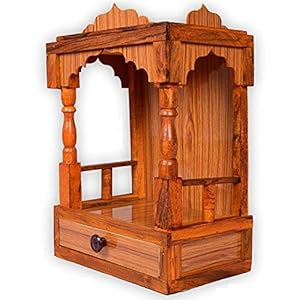Hydroshell Mandir for Pooja Home Decoration Wall Hanging Beautiful Wooden Plywood Temple (Medium,)