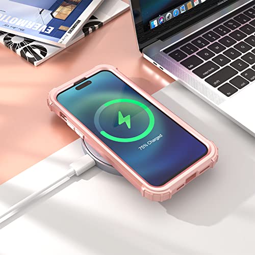 Idweel Iphone 14 Pro Max Case, Iphone 14 Pro Max With Screen Protector For Women, 3 In 1 Shockproof Slim Fit Hybrid Heavy Duty Hard Pc Cover Soft Silicone Bumper Full Body Case,Rose Gold #TOP6