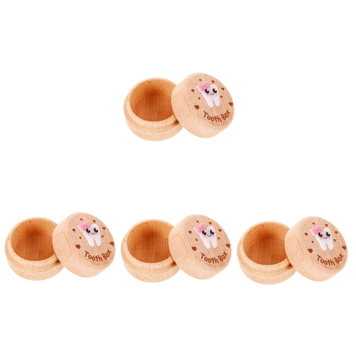 TOYANDONA 4piezas Cajita De Madera Para Dientes De Leche Almacenamiento Compacto Para Recuerdos Infantiles Caja De Recuerdos De Dientes Para Niño Niña Para Guarderías y Cumpleaños