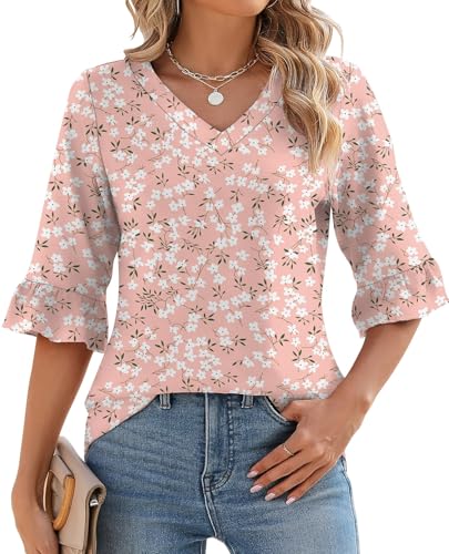 LOMON Ladies Tops and Blouses 3/4 Sleeve Summer...