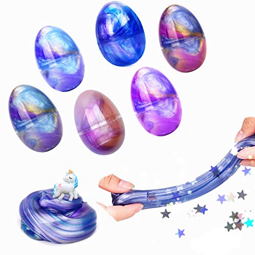 6 Pack Slime Eggs Galaxy Easter Egg Slime Putty with Unicorn Charms Stress Relief Toy for Kids Boys Girls Easter BasktetÂ Gifts