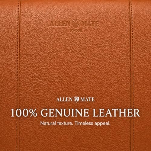 Image of ALLEN & MATE 100% Leather Laptop Case 13 Inch Laptop Sleeve fits MacBook Neo /Air /Pro 13 Inch with M5 /M4 /M3 /M2 /M1, Dell, HP, Lenovo, Chromebook 11-13 inch Computer Bag Zip Pocket - Tan