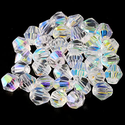 Weebee Bicone Crystal Beads Faceted Bicone Glass Beads Loose Spacers Beads Bulk for DIY Craft Bracelet Necklace Earring Jewelry Making 100Pcs (AB Crystal 6MM)