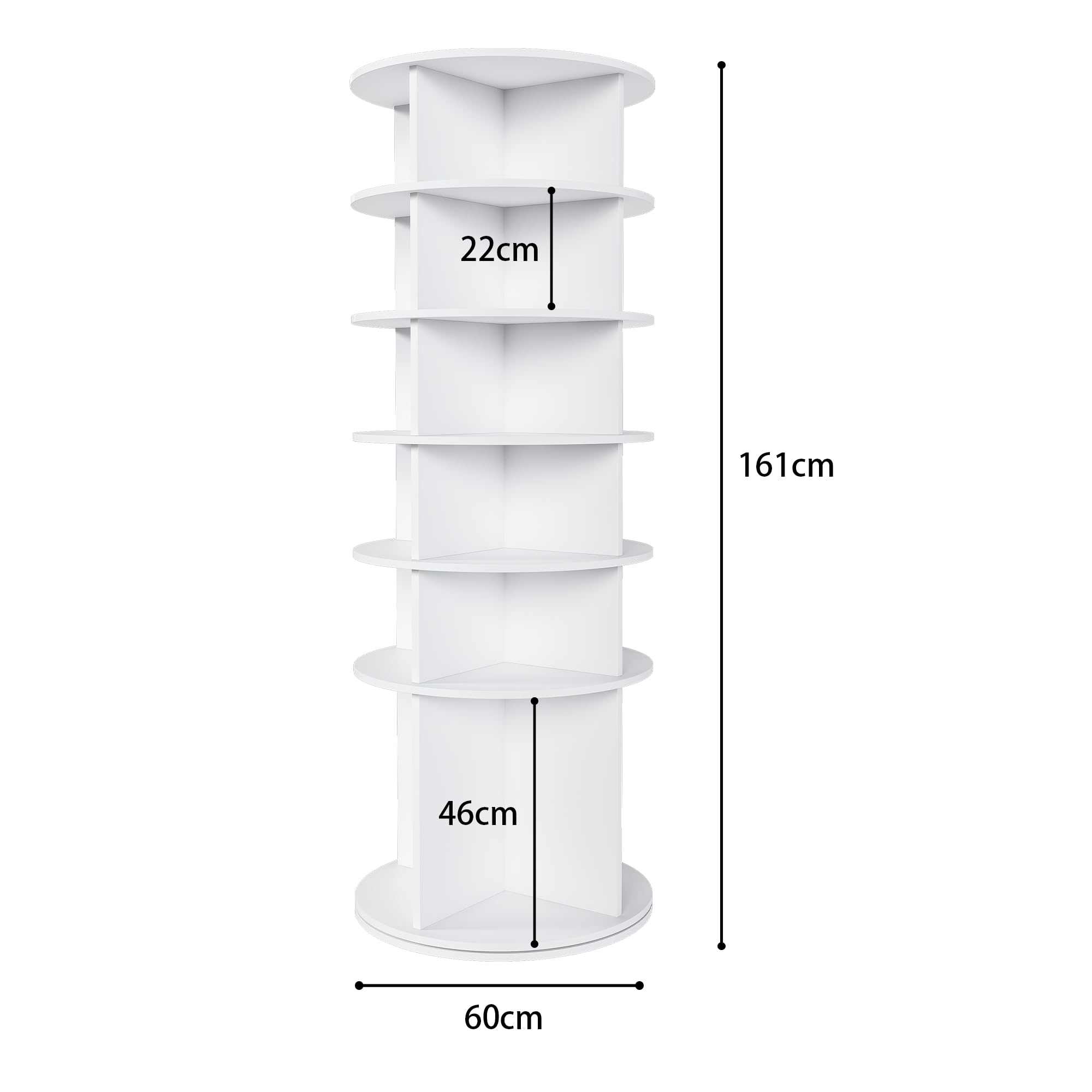 Drehbares Schuhregal mit 6 Ebenen, Lazy Susan, drehbares 360-Grad-Schuhregal, Aufbewahrung, rundes Karussell, vertikale Handtasch (161cm, 6)