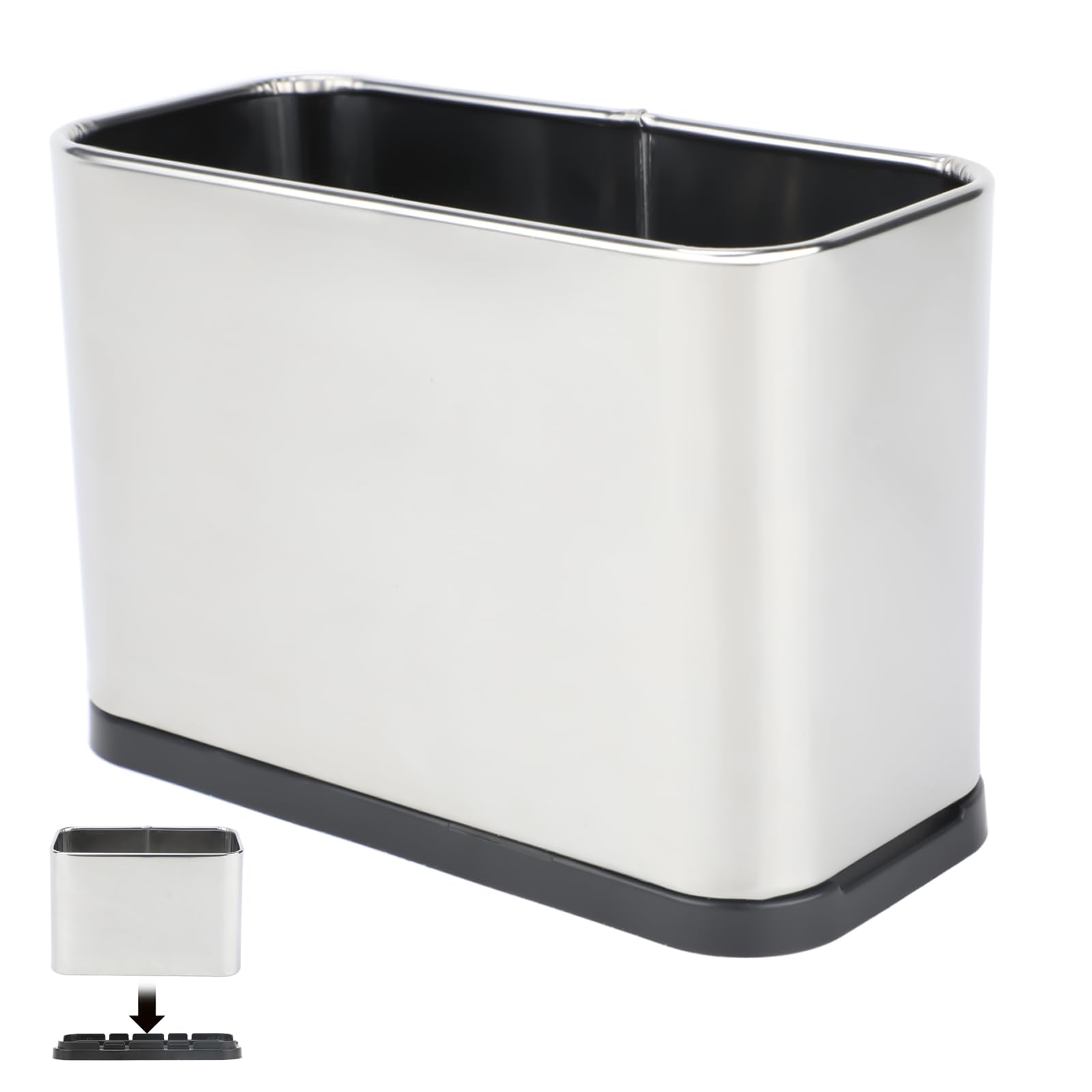 FHTONGE Stainless Steel Cat Litter Scoop Holder, Detachable Metal Cat Scooper Caddy, Universal Kitty Pooper Stand Trash Can Container for Most Pet Poop Shovels, Kitten Waste Scoops Storage Box