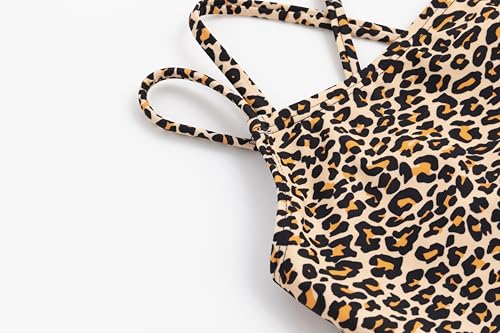 LIZENS Girls' One Piece Leopard Swimwear Cut Out Spaghetti Straps Swimsuit Floral Beach Bathing Suit for Girls Toddler Kids4