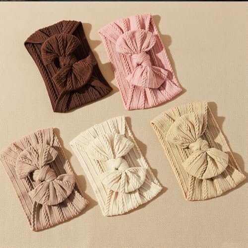 Baby Headbands Nylon Bow Hairbands for Infant Girls, Soft Stretchy Toddler Turban Twist Knot Hair Accessories, 6 Pack Newborn Hair Bows3