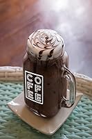 Vista 5 de Tarro de Mason con tapa y pajita de ANOTION, taza de café helado de 24 onzas con boca regular, tarros de Mason con asa, vasos de vidrio