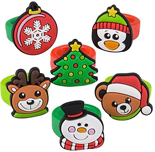 Neliblu Bulk Holiday Christmas Themed Rubber Rings Fun Christmas Party Favor Stocking Stuffer 36 Rin - //coolthings.us