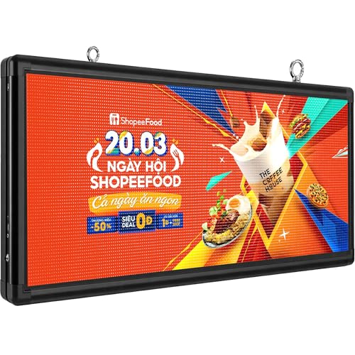 Image of P6 Outdoor Full-Color LED Scrolling Sign, 40″ x 18″Programmable Digital Display Board with WiFi & USB Control, Waterproof LED Sign for Business Advertising