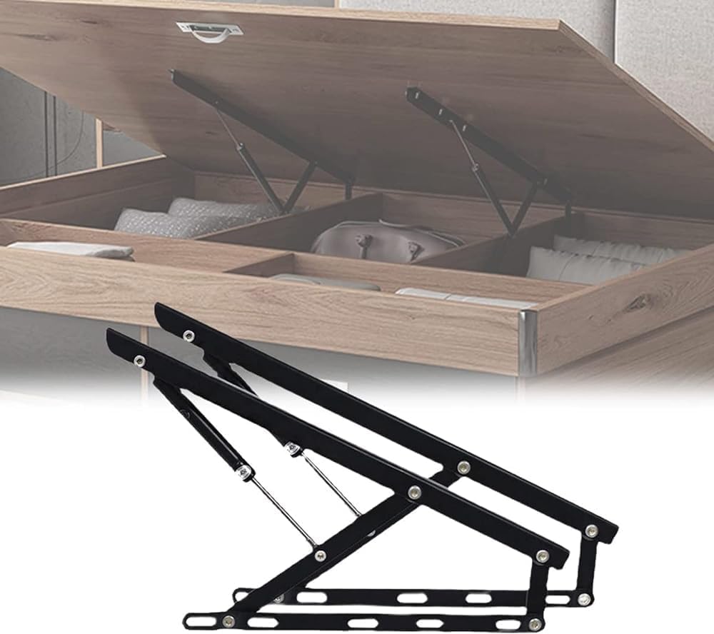 Mecanismo de elevación hidráulico de alta resistencia, kit de elevación de almacenamiento de resorte de gas para caja de cama o sofá cama, ideal para maximizar el espacio de la cama y fácil acceso