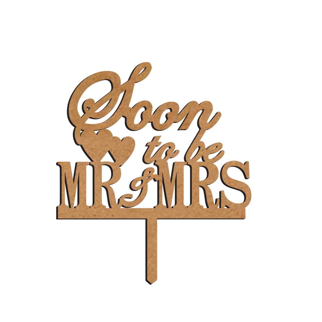 100yellow® Soon to Be Mr. & Mrs. Cake Topper for Marriage & Engagement Party, Decor Party-(Brown, Wooden)