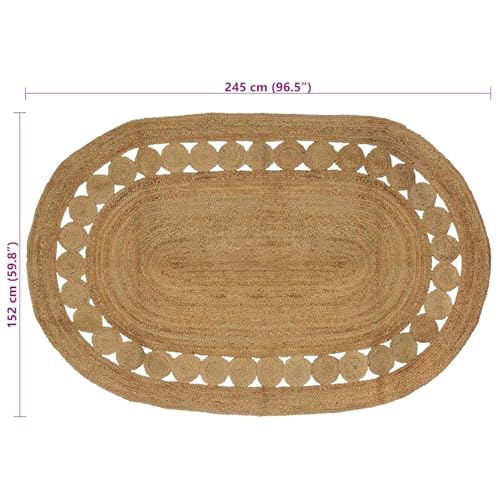 Tapis tissé à la main en jute naturelle de style bohème rustique 152x245