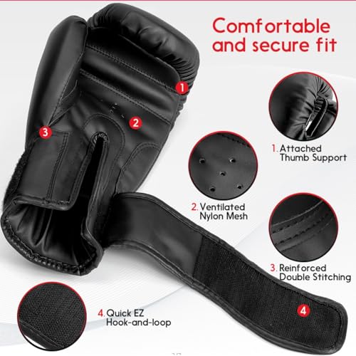 FIVING Kinder Boxhandschuhe für Jungen und Mädchen,Jugendboxen Trainingshandschuhe für 3-15,Kinder Sparring Boxhandschuhe für Boxsack, Kickboxen, Muay Thai, MMA (schwarz, 4oz)