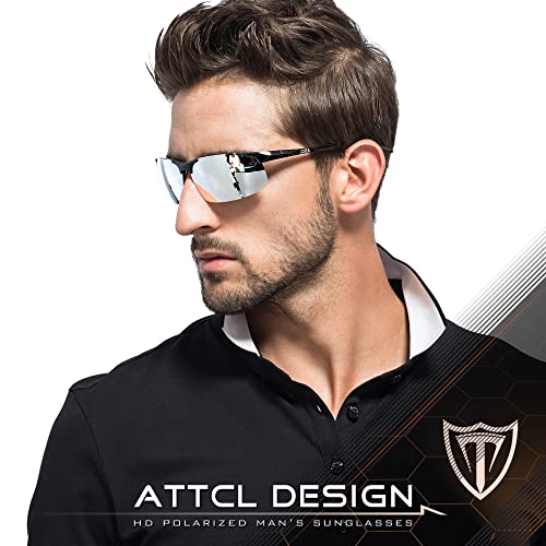 ATTCL Bundle gifts for men Fashion Driving Polarized Sunglasses for Men Al-Mg Metal Frame Ultra Light:(8177-Black-Silver)+(8177-black-gray)3