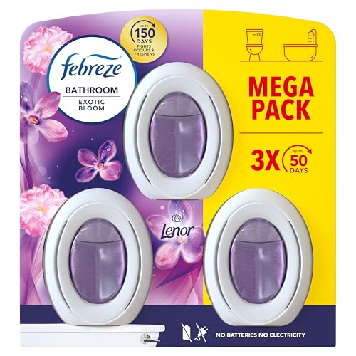 Febreze Bathroom Continuous Air Freshener Lenor Exotic Bloom Scent 3 Count