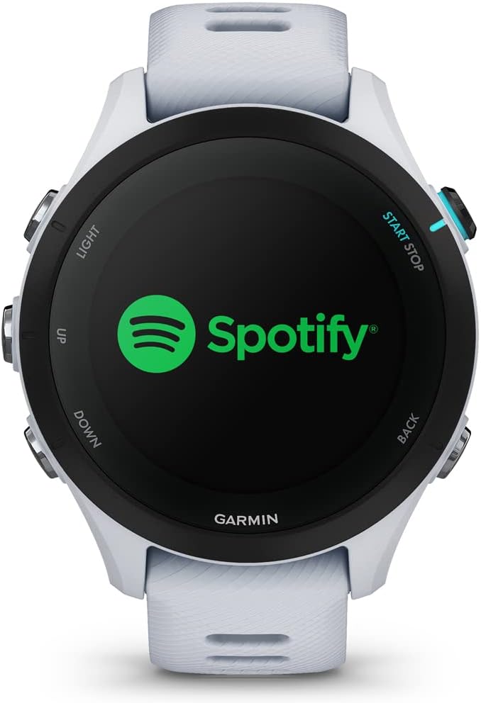 Garmin 010-02641-21 Forerunner 255 Music GPS Smartwatch Whitestone | Official USA Partner Model | Bundle with 2 YR CPS Enhanced Protection Pack