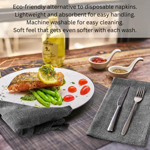 Urbana Cotton Set Of 12 Grass Kitchen Cloth Napkins Premium 100% Cotton Dinner Napkin, Soft & Durable Ideal For Dining Room, Restaurant, Weddings & Events (Black, 18 X 18 Inches) #TOP6
