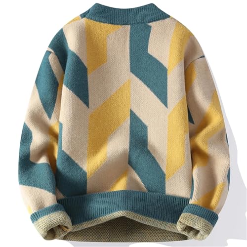 Men Argyle Turtleneck Sweater Tops Christmas Sweaters Thick Warm Harajuku Pullover Jumper2