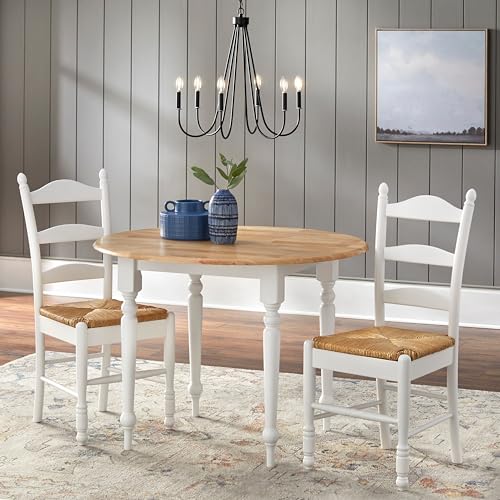 Simple Living White Wood and Rush 3-Piece Ladderback Dining Set