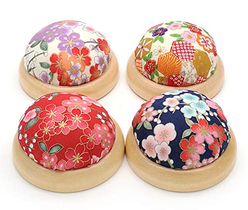 Chezmax Wooden Base Pin Cushions Japanese Style Pin Holder Handmade Diy Sewing Tools Needle Pincushions Cute Needle Holder Round Clip Holder Sewing Accessories For Sewing Master Diy Home Use (Red) #TOP1