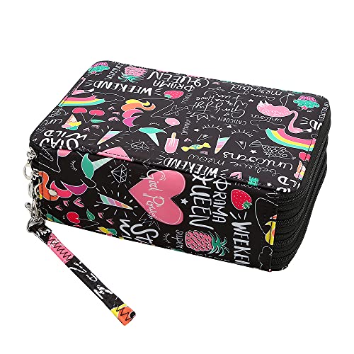 Image of 184 Slots Pencil Case Organizer w /Removal Handle Strap | 4-Layer Zipped Pencils Box Large for Colored Pencils Watercolor Pencils for Office and Travel for Artist