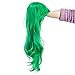 SWACC 26-Inch Long Curly Wave Cosplay Synthetic Wig Colored Hair Piece for Women with Wig Cap (Green)