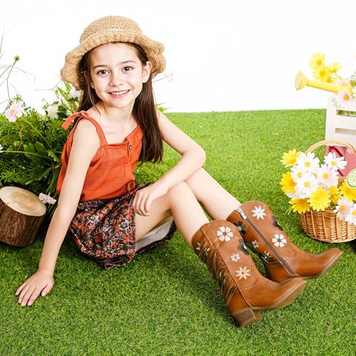 Girls Cowboy Boots Toddler Cowgirl Floral Embroidered Fringe Little Kids Western Boots Girl Riding Boot Birthday Party3