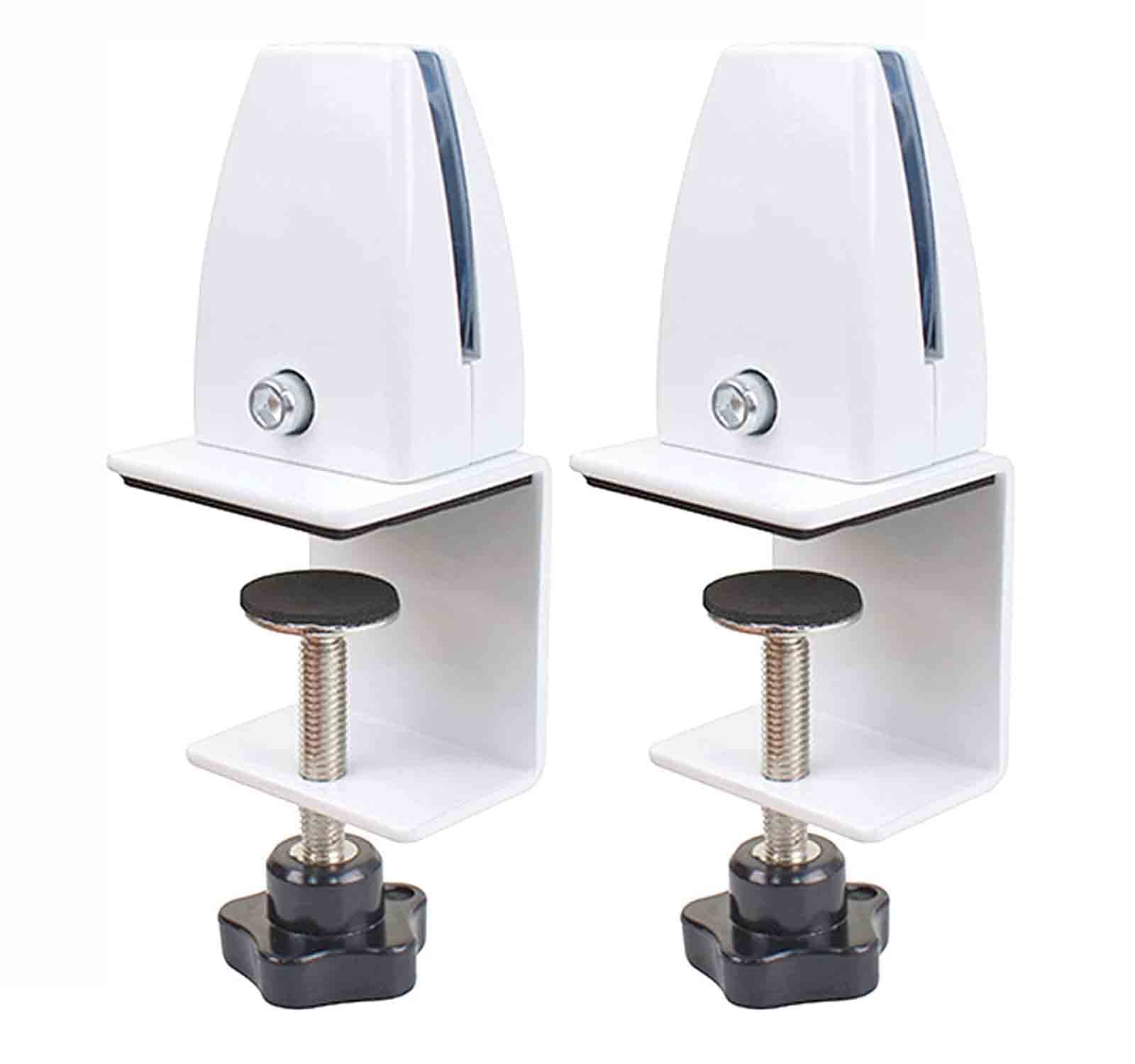 2Pcs/set Screen Partition Clip, Sneeze Guard Clamp Stand, Clamp Holder for Plexiglass, Table Clamp for Spit Protection, Office Desk Divider Clip Desk Privacy Screen Clamps (White)