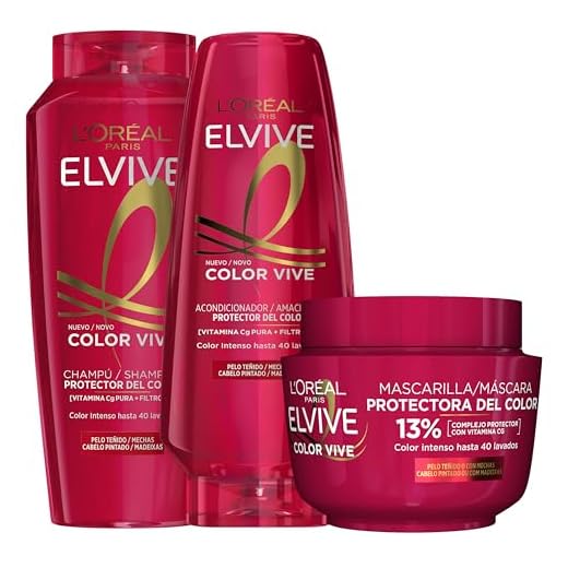 L'Oréal Paris Pack ELVIVE Color Vive Champú y Acondicionador y Mascarilla para Pelo Teñido