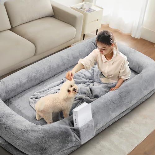 Kromax Large Human Dog Bed for Adults, 71"x43"x10" Cozy Human Siz...
