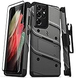 ZIZO Bolt Series for Galaxy S21 Ultra Case with Screen Protector Kickstand Holster Lanyard - Gun...