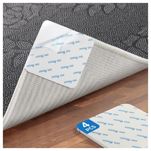 4 PCS Rug Pad Grippers for Hardwood Floors, Double Sided Reusable Anti-Slip Carpet Tape Stickers for Area Rugs, Non-Slip Rug Pads Keep Rugs in Place