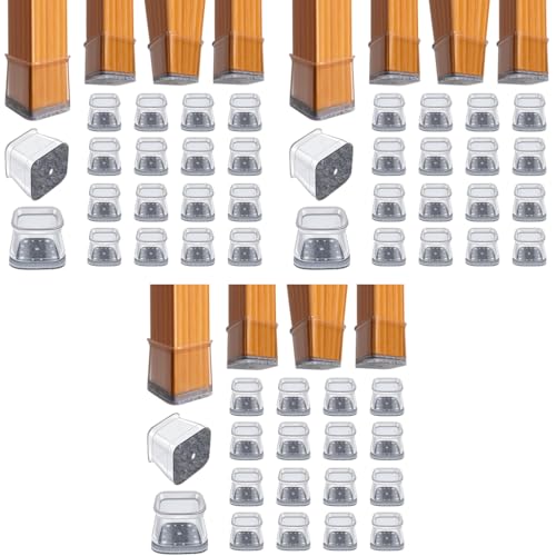 Image of HASTHIP 48PCS Chair Leg Floor Protectors Felt Padded Non-Slip Silicone for 1-1.5 Inch Tilting Vertical Legs Dining Chairs Bar Stools Office