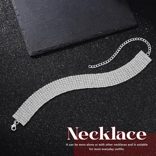 Handcess Strass Halskette Silber Glitzernde Kristall Ketten Brautkette Schmuck für Frauen