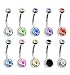 Coolrunner Lot of 10pc 14G Belly Button Ring Body Jewelry Piercing 10 Pack (Colorful)