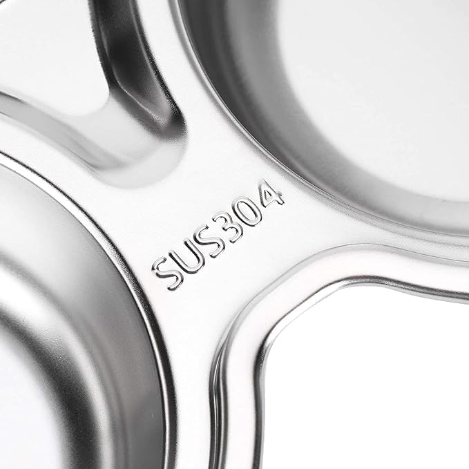 Image of Happy Hues Stainless Steel Divided Meal Plate Tray-3 Compartments Dinner Dish for Baby (Elephant)