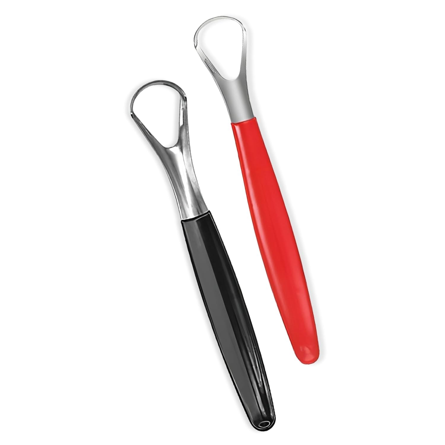 Raschietto per lingua per curare l'alito cattivo, in acciaio inox, per adulti e bambini (nero e rosso)
