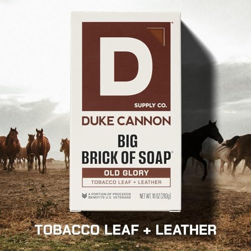 Image of Duke Cannon Big Brick of Soap, Old Glory | 10oz Triple-Milled Bar Soap for Men | Long-Lasting, Masculine Scent of Leather and Tobacco Leaf | Natural Oils | Supports U.S. Veterans