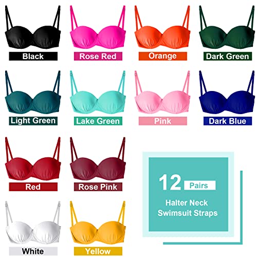 Eurzom 12 Pairs Adjustable Swimsuit Straps Replacement Removable Spare Swimming Bathing Suit Strap for Women Girls Bikini3
